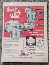 1949 VTG Original Magazine Ad Club Aluminum Pots Dishes Great Gift Ideas picture