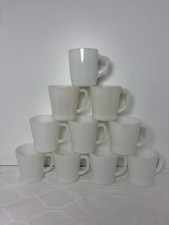10 Lot FireKing Coffee Mugs/Cups White Milk Glass D & C Handle 60s USA Vintage picture