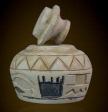 Ancient Egyptian Antiques Rare Antique Stone Ritual Vessel Box with Lid Relief picture