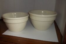 2 Hall Ceramic Mixing Bowls Light Cream - #1091 & #1092 - Made in USA - VINTAGE picture