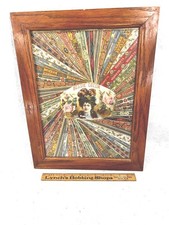 antique cigar box liner ribbon labels framed collage 19x14 decorative art 1890 picture