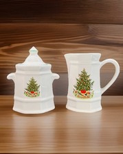 Pfaltzgraff Christmas Heritage Sugar & Creamer Set Boxed Holiday Coffee Tea Vtg picture