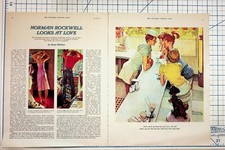 1977 Norman Rockwell LOOKS AT LOVE Saturday Evening Post Magazine Pages Art picture