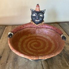 Johanna Parker Bethany Lowe Paper Maché Primitive Halloween Cat Candy Bowl picture