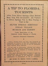 Vintage 1930s Silver Springs Florida Seminole Village Advertising Card picture