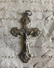 Beautiful Antique French Silver Filigree Religious Cross Crucifix c1900s picture