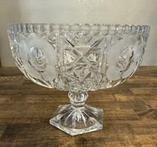 Vintage Imperlux Hand Cut Lead Crystal Compote Clear And Frosted Roses Stunning picture