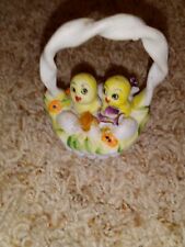vintage easter figurine chicks in basket picture