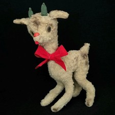 Vintage 1930s RLM Montgomery Ward Rudolph Red Nosed Reindeer Googly Eyes Plush  picture