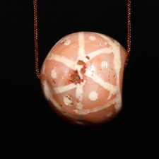 Ancient Round Etched Carnelian Bead in Excellent Condition Over 1500 Years Old picture