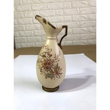 Antique Robert Hanke Austria Porcelain Ewer Cabinet Vase Floral Gold Gilt 7.5