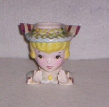 Vintage Enesco Girl Head Vase  Card Holder picture