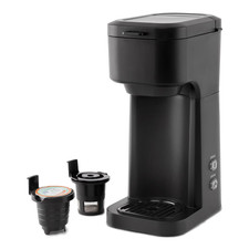 Mainstays Black Dual Brew Coffee Maker, Single Serve, Auto Shutoff, 14 oz Reserv picture