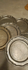 . Title: Set of 6 Vintage Wilton Armetale RWP Pewter Charger Plates, Scalloped picture