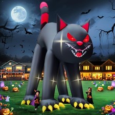 20FT Inflatable Scary Evil Black Cat Blow Up Halloween Party Decorations picture
