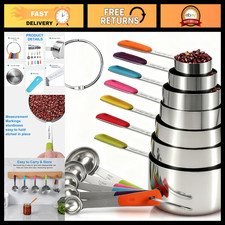 12-Pcs Stainless Steel Measuring Cups & Spoons Set, Colorful Handles picture