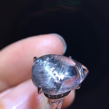 Natural Black Silver Titanium Ring picture