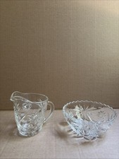 VTG Anchor Hocking (EAPC) glass creamer & Sugar Fruit Snack Bowl Star of David picture