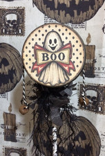 Vintage Style Halloween NOISEMAKER RATTLE - BOO Ghost & Happy Halloween Cuties picture