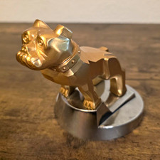 Vintage Mack Truck Gold Bulldog Hood Ornament Emblem Chrome Display Base picture