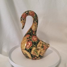 Swan Ceramic Shabby Chic Style Vintage Floral Cottage Style Patchwork Glazed picture