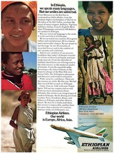 1975 PRINT AD, Ethiopian Airlines In Ethiopia We Speak Many Languages Our Smiles picture