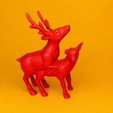 SEXY Vintage 1970s Burnt Orange Painted Solid Brass Humping Deer Figurine picture