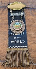 ANTIQUE WOODMEN OF THE WORLD UTAH RIBBON PIN MEDAL EARLY CELLULOID BEAUTIFUL #5 picture