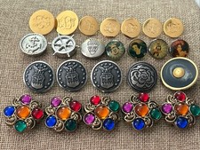 Vintage Lot Collection of Buttons VTG DISNEY WARNER BROS Mix Variety Silver Gold picture