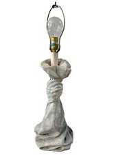 Blue Purple John Dickinson Style Plaster Knot Drape Table Lamp MCM Vintage Large picture