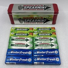 Wrigley's Chewing Gum Metal Tin With 12 Brand New 30¢ Packs Of Gum 5 Sticks Each picture