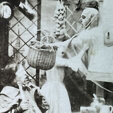Antique 1870s A Ghost Steals The Laundry Basket Stereoview Photo Card P3306 picture