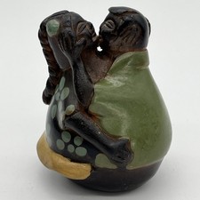 Peruvian Chulucanas Pottery Signed Santodio Paz Lovers 3.5” Statue Figurine VTG picture