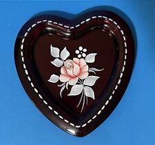 Ruby Cranberry Trinket Dish 1979 Signed Handpainted Pink Rose Weiss picture