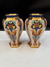 Set of 2 ~ B & C Limoges Art Deco Vases ~ France picture