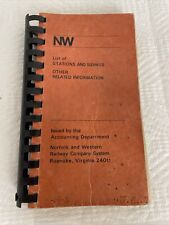 Vintage 1977 Norfolk and Western Railway List of Stations Sidings Book Railroad picture