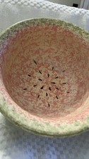 Vintage Green and Pink Spongeware Mixing Bowl picture