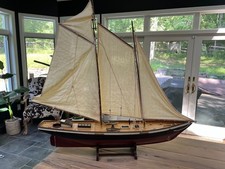 Stunning Large 48” Handmade Wooden Pond Yacht Sailboat Model - Nautical Display picture