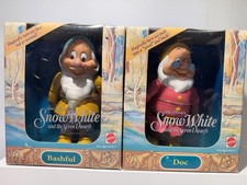 Vintage 1992 Mattel Disney Snow White Seven Dwarfs Doc Bashful Dolls NIB picture