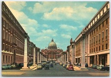 Vintage Rome Via della Conciliazione & St. Peter's Basilica Postcard picture