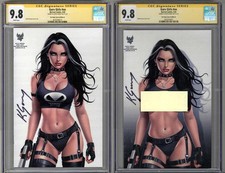 GARV GIRLS SET CGC 9.8 SS SIGNED KEITH GARVEY LARA CROFT FAN CANVAS EDITION A/B picture