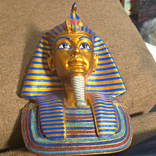 King Tutankhamun Egyptian Pharaoh Mask Wall Hanging Gold Blue King Tut Decor picture