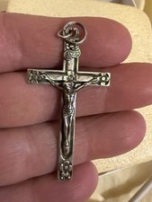VTG CIRCA 1915 ANTIQUE WOLCOTT  Sterling Cross Crucifix 2” X 1” picture