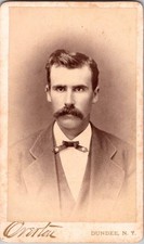 Young Man w/Moustache, Bowtie,  Dundee., NY, c1870s, CDV Photo, #5201 picture