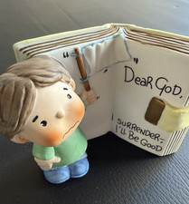 Enesco Dear God Kids Ceramic Figurine Diary Dear God I Surrender I'll Be Good picture