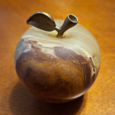 Vintage Banded Onyx Stone Apple Paperweight 2.5