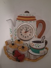Vintage Homatic Teapot Wall Clock 3D Resin Kitchen Kitsch Coffee Strawberries picture