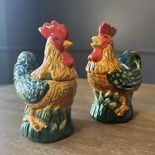 Awesome Set HOME Brand 🐓Rooster Ceramic Creamer & Sugar Dish - Farmhouse Rustic picture