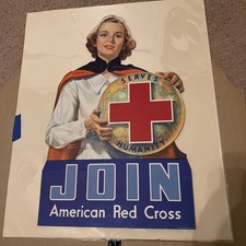 WWII American Red Cross Poster Counter Display Stand-Up picture