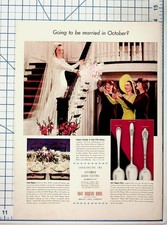1950s 1847 Rogers Bros Silverplate Ad Bride Wedding Lovelace First Love Marquise picture